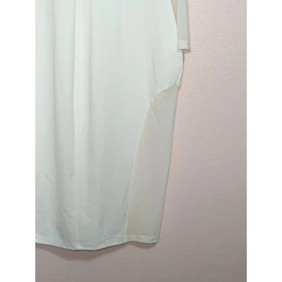 Curvy Sense Blazer Bodycon Dress Womens 2XL Ivory Sheer Mesh Cutout Zip Sexy - Picture 10 of 14